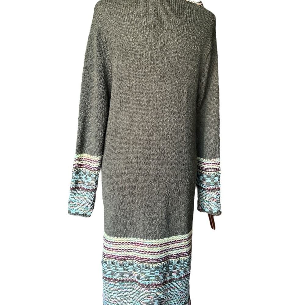Camile & Co Boho Fringe Chunky Knit Cardigan Sweater Duster Multicolor Size L - Picture 5 of 10